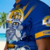 Los Angeles Rams Hawaiian Shirt - Personalized Baseball Floral Customized Surfing Skeleton Aloha Shirt
