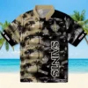 New Orleans Saints Hawaiian Shirt - Customized Palm Silhouettes Gold Aloha Shirt