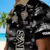 New Orleans Saints Hawaiian Shirt - Customized Palm Silhouettes Gold Aloha Shirt