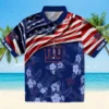 New York Giants Hawaiian Shirt - Customized Us Flag Hibiscus Blue Aloha Shirt