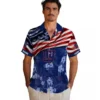 New York Giants Hawaiian Shirt - Customized Us Flag Hibiscus Blue Aloha Shirt