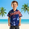 New York Giants Hawaiian Shirt - Customized Us Flag Hibiscus Blue Aloha Shirt