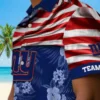 New York Giants Hawaiian Shirt - Customized Us Flag Hibiscus Blue Aloha Shirt