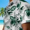 New York Jets Hawaiian Shirt - Customized Botanical Theme Green White Aloha Shirt