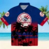 New York Yankees Hawaiian Shirt - Customized Sunset Pattern Navy Black Aloha Shirt