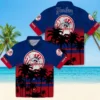 New York Yankees Hawaiian Shirt - Customized Sunset Pattern Navy Black Aloha Shirt