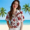 San Francisco 49ers Hawaiian Shirt - Customized Botanical Theme Red White Aloha Shirt