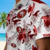 San Francisco 49ers Hawaiian Shirt - Customized Botanical Theme Red White Aloha Shirt