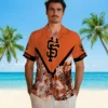 San Francisco Giants Hawaiian Shirt - Customized Floral Chevron Orange Aloha Shirt