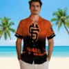 San Francisco Giants Hawaiian Shirt - Customized Sunset Pattern Orange Black Aloha Shirt
