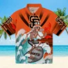 San Francisco Giants Hawaiian Shirt - Customized Surfing Skeleton Orange Blue Aloha Shirt