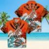 San Francisco Giants Hawaiian Shirt - Customized Surfing Skeleton Orange Blue Aloha Shirt