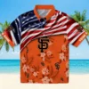 San Francisco Giants Hawaiian Shirt - Customized Us Flag Hibiscus Orange Aloha Shirt
