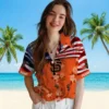 San Francisco Giants Hawaiian Shirt - Customized Us Flag Hibiscus Orange Aloha Shirt