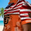 San Francisco Giants Hawaiian Shirt - Customized Us Flag Hibiscus Orange Aloha Shirt