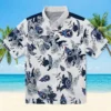 Tennessee Titans Hawaiian Shirt - Customized Botanical Theme Navy White Aloha Shirt