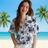 Tennessee Titans Hawaiian Shirt - Customized Botanical Theme Navy White Aloha Shirt