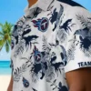 Tennessee Titans Hawaiian Shirt - Customized Botanical Theme Navy White Aloha Shirt