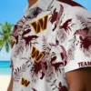 Washington Commanders Hawaiian Shirt - Customized Botanical Theme Burgundy White Aloha Shirt