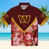 Washington Commanders Hawaiian Shirt - Customized Floral Chevron Burgundy Aloha Shirt