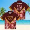 Washington Commanders Hawaiian Shirt - Customized Floral Chevron Burgundy Aloha Shirt