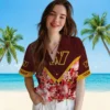 Washington Commanders Hawaiian Shirt - Customized Floral Chevron Burgundy Aloha Shirt