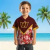 Washington Commanders Hawaiian Shirt - Customized Floral Chevron Burgundy Aloha Shirt
