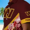 Washington Commanders Hawaiian Shirt - Customized Floral Chevron Burgundy Aloha Shirt