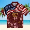 Washington Commanders Hawaiian Shirt - Customized Us Flag Hibiscus Burgundy Aloha Shirt