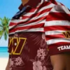 Washington Commanders Hawaiian Shirt - Customized Us Flag Hibiscus Burgundy Aloha Shirt