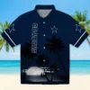 Dallas Cowboys Hawaiian Shirt - Personalized Baseball Floral Beach Sunset Blue Black Aloha Shirt