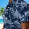 Dallas Cowboys Hawaiian Shirt - Personalized Baseball Floral Coastal Palms Blue Aloha Shirt