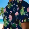 Dallas Cowboys Hawaiian Shirt - Personalized Baseball Floral Flamingo Leaf Motif Blue Aloha Shirt