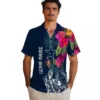 Dallas Cowboys Hawaiian Shirt - Personalized Baseball Floral Polynesian Blue Aloha Shirt