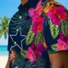 Dallas Cowboys Hawaiian Shirt - Personalized Baseball Floral Polynesian Blue Aloha Shirt