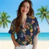 Dallas Cowboys Hawaiian Shirt - Personalized Baseball Floral Hibiscus And Fruit Navy Blue Aloha Shirt