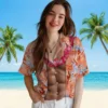 Denver Broncos Hawaiian Shirt - Personalized Baseball Floral Chest Illusion Orange Aloha Shirt