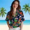 Denver Broncos Hawaiian Shirt - Personalized Baseball Floral Flamingo Foliage Orange Green Aloha Shirt
