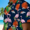 Denver Broncos Hawaiian Shirt - Personalized Baseball Floral Flamingo Foliage Orange Green Aloha Shirt