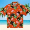 Denver Broncos Hawaiian Shirt - Personalized Baseball Floral Flamingo Leaf Motif Orange Aloha Shirt