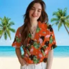 Denver Broncos Hawaiian Shirt - Personalized Baseball Floral Flamingo Leaf Motif Orange Aloha Shirt