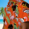 Denver Broncos Hawaiian Shirt - Personalized Baseball Floral Flamingo Leaves Orange Aloha Shirt