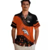 Denver Broncos Hawaiian Shirt - Personalized Baseball Floral Football Wave Orange Black Aloha Shirt