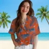 Denver Broncos Hawaiian Shirt - Personalized Baseball Floral Leafy Palms Orange Aloha Shirt