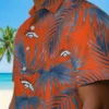 Denver Broncos Hawaiian Shirt - Personalized Baseball Floral Leafy Palms Orange Aloha Shirt