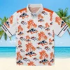 Denver Broncos Hawaiian Shirt - Personalized Baseball Floral Palm Island Print Orange White Aloha Shirt