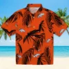 Denver Broncos Hawaiian Shirt - Personalized Baseball Floral Palm Leaf Orange Aloha Shirt