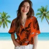 Denver Broncos Hawaiian Shirt - Personalized Baseball Floral Palm Leaf Orange Aloha Shirt