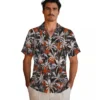 Denver Broncos Hawaiian Shirt - Personalized Baseball Floral Palm Pattern Orange Black Aloha Shirt