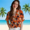 Denver Broncos Hawaiian Shirt - Personalized Baseball Floral Palm Tree Flower Orange Aloha Shirt